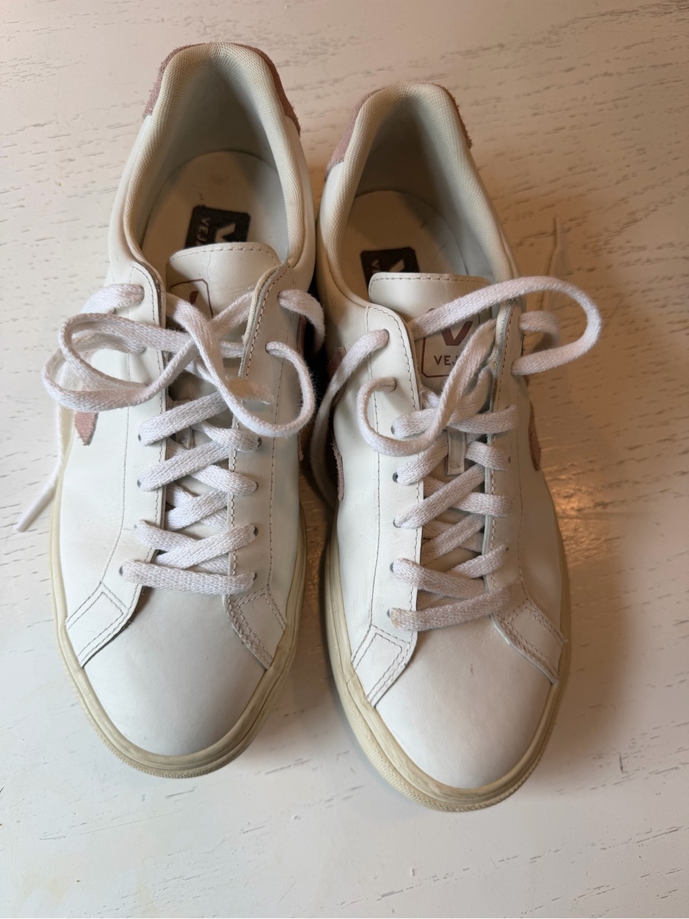 Veja Women's White Sneakers with Pink Accents